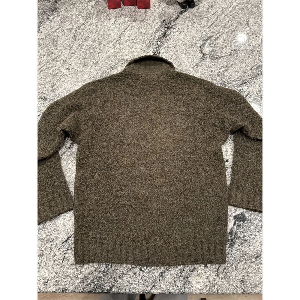 Luciano Barbera 1/4 Zip Pullover Sweater Size 53 US L Green Lana‎ Wool  #967